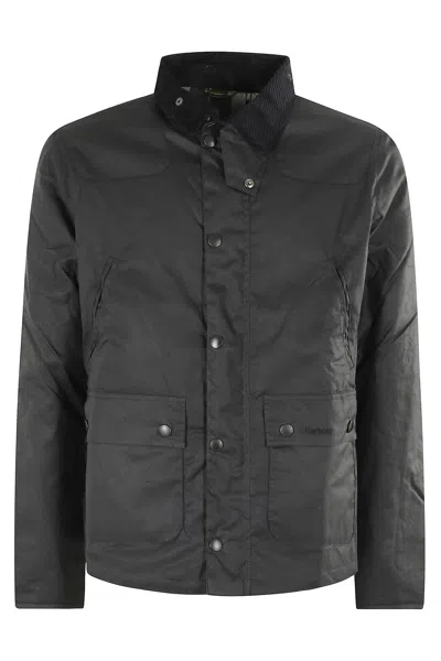 Barbour Reelin Wax Jacket In Blue