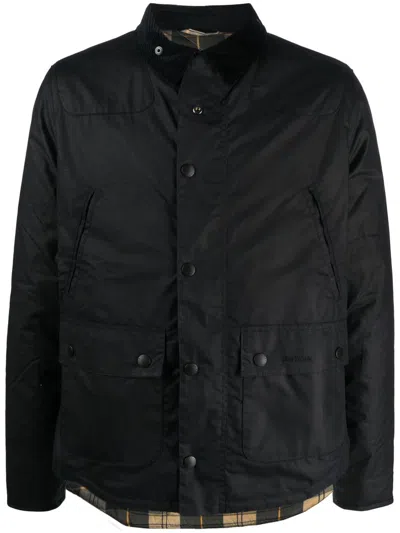 Barbour Reelin Waxed Cotton Jacket In Black