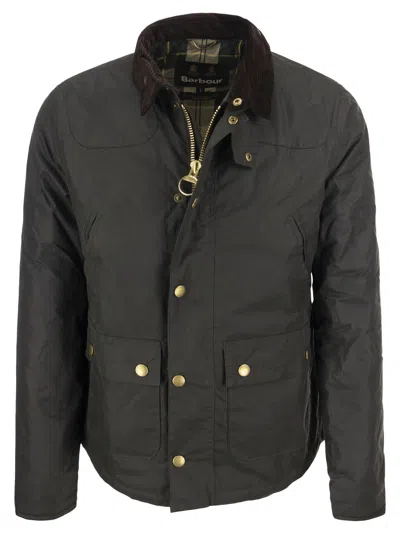 Barbour Reelin Waxed Cotton Jacket In Black