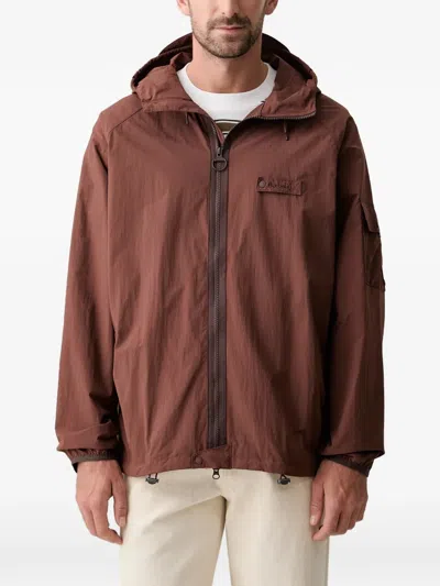 Barbour Re-engineered Flyweight Showerproof Hooded Jacket In Brown