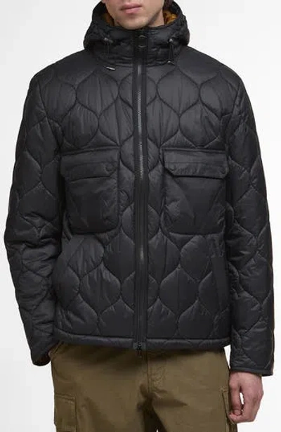 Barbour Re-engineered Hooded Quilted Jacket In Black