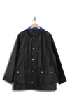 Barbour Reese Beadle Waxed Cotton Raincoat In Black