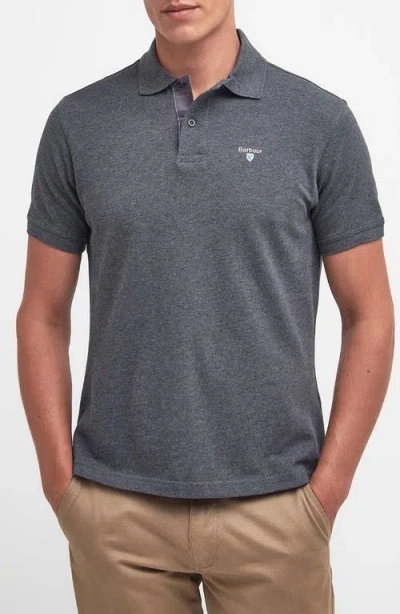 Barbour Regular Fit Tartan Piqué Polo In Gray