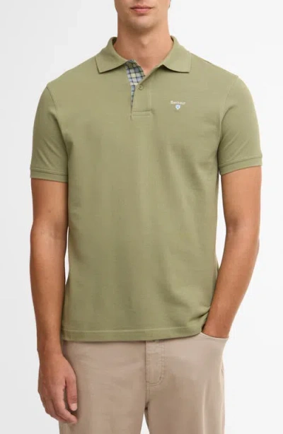 Barbour Regular Fit Tartan Piqué Polo In Green