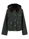 Barbour Reighton Spey Hooded Corduroy-collar Jacket In Green