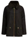 Barbour Green Allerstone Jacket Frontal Zip Closure In Brown