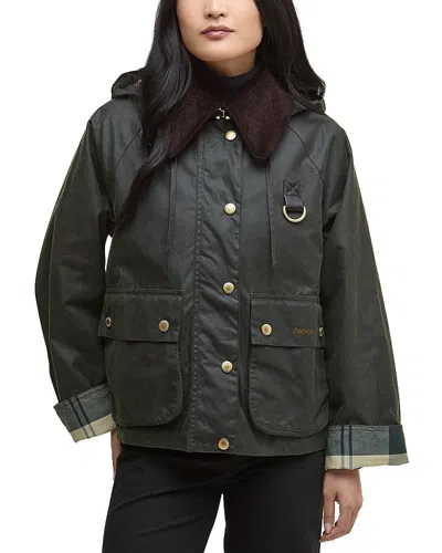 Barbour Reighton Wax Collar Hooded Jacket In Black