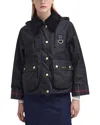 Barbour Reighton Spey Olive Green Waxed Cotton Jacket In Black/classic