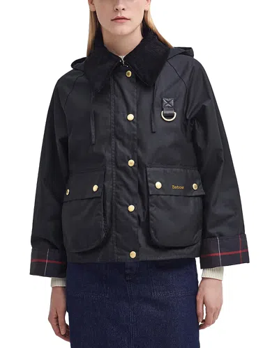 Barbour Reighton Spey Olive Green Waxed Cotton Jacket In Black