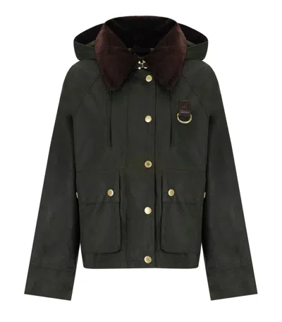 BARBOUR REIGHTON WAX GREEN HOODED JACKET