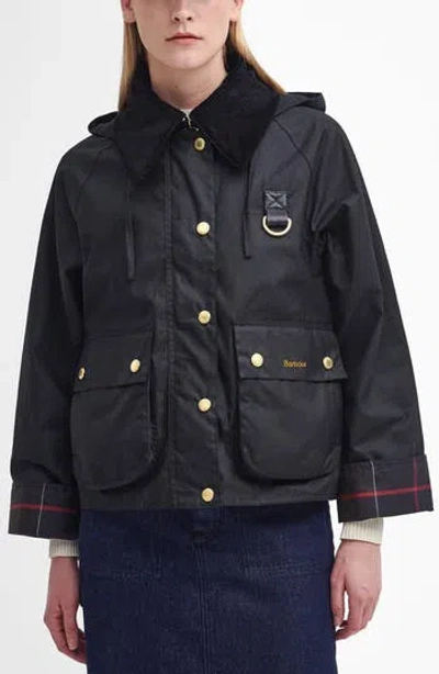 Barbour Reighton Waxed Cotton Jacket In Black/classic