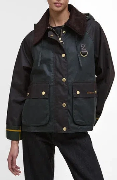 Barbour Reighton Waxed Cotton Jacket In Sage/rustic/ancient
