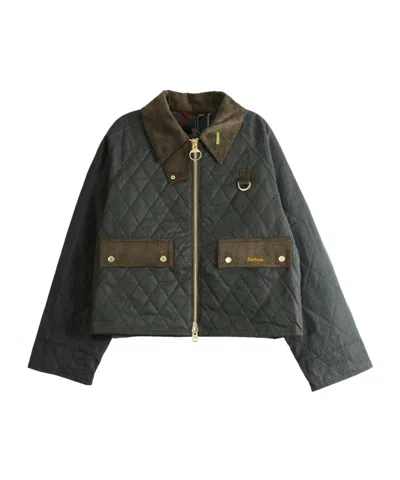 Barbour Reimagined Icons Tartan Quilted Zipped Waxed Jacket In Gray