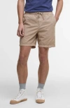Barbour Relaxed Cotton Seersucker Drawstring Shorts In Washed Stone