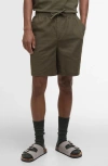 Barbour Relaxed Fit Linen & Cotton Drawstring Shorts In Light Sage