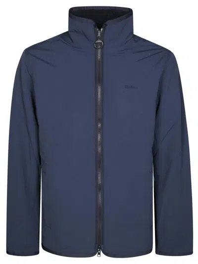 Barbour Logo Embroidered Reversible Fleece Jacket In Blue
