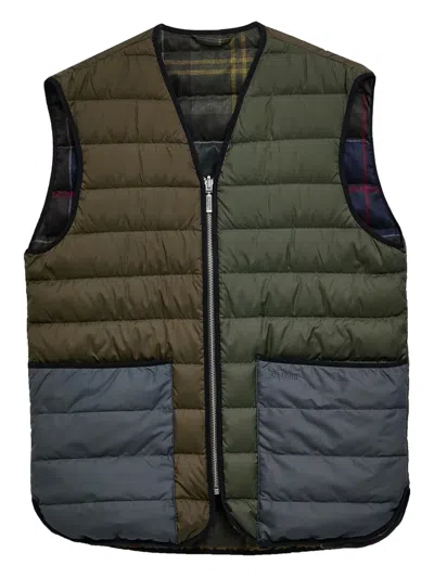 Barbour Reversible Quilted Panelled Gilet In Green