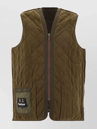Barbour Reversible Quilted Sleeveless Patch Pocket Jacket In Animal Print