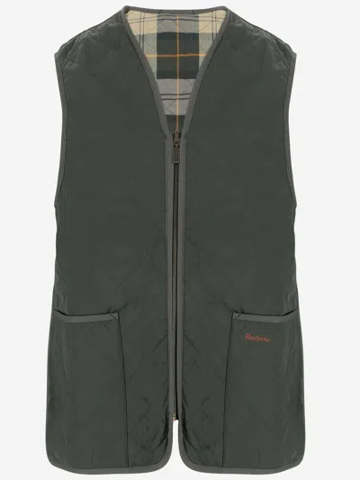 Barbour Reversible Quilted Vest With Zipper In Green