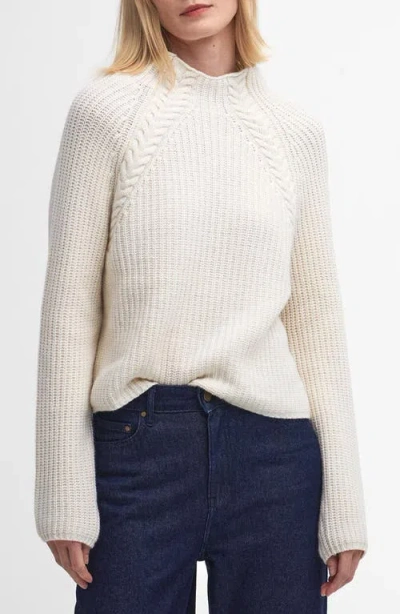 Barbour Rhonda Funnel Neck Wool Blend Sweater In Neutral