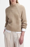 Barbour Rhonda Funnel Neck Wool Blend Sweater In Honey Yellow