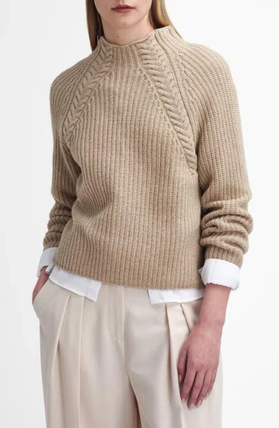 Barbour Rhonda Funnel Neck Wool Blend Sweater In Honey Yellow
