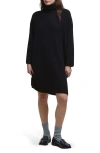 Barbour Turtleneck Rib Stretch Sweater Mini Dress In Black