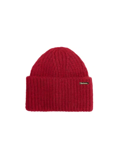 Barbour Ribbed Hemmed Knitted Cold Cap In Red