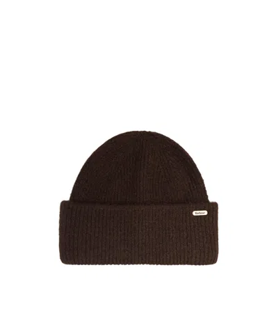 Barbour Ribbed Knit Beanie In Brown
