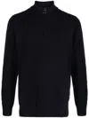 Barbour Ribbed Knit Half-zip Sweater With Classic Funnel Neck And Elbow Patches In Black