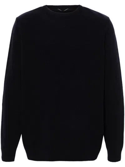 Barbour Ribbed Knit Round Neck Wool Sweater In Black