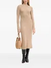 Barbour Ribbed Split Midi Dress In Neutral
