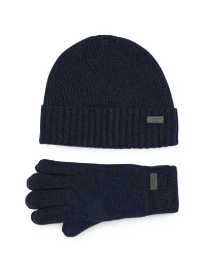 Barbour Ribbed-knit Beanie Hat And Gloves Set In White