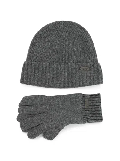 Barbour Ribbed-knit Beanie Hat And Gloves Set In Red