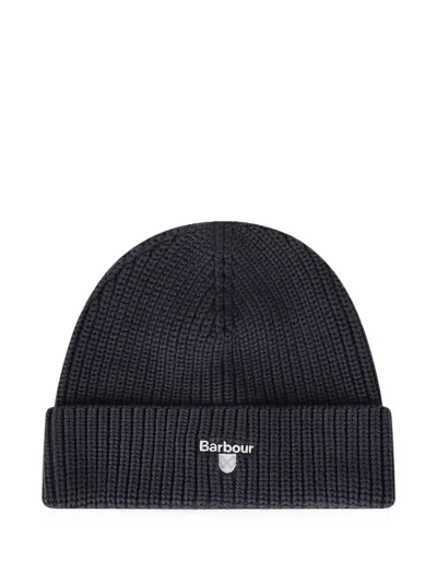 Barbour Ribbed-knit Beanie Hat In Blue