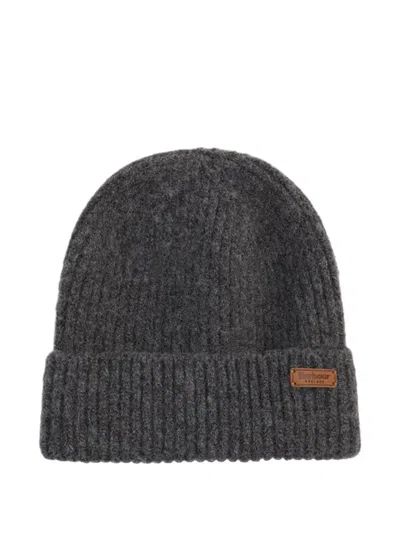 Barbour Ribbed-knit Beanie Hat In Gray