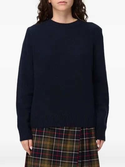 Barbour Ribbed-trim Crew-neck Sweater In Blue