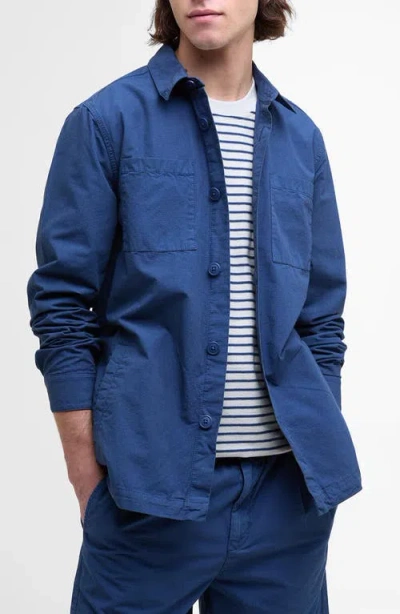 Barbour Rickfell Cotton Ripstop Button-up Overshirt In Blue