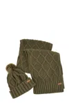 Barbour Ridley Beanie And Scarf Set In Green
