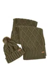 Barbour Ridley Beanie And Scarf Set In Olive