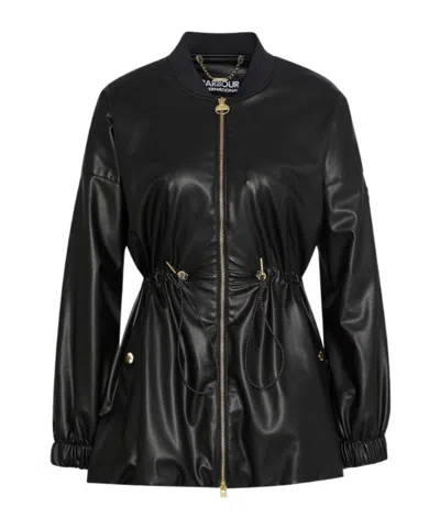 Barbour Riley Leather Jacket In Black