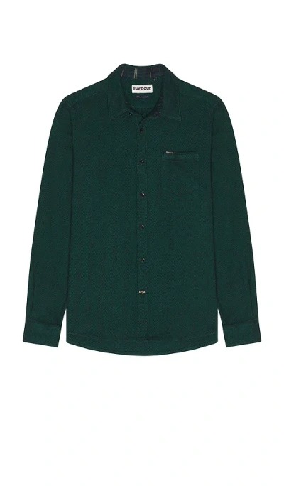 Barbour Robertson Tailored Herringbone Shirt In Evergreen