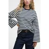 Barbour Robyn Stripe Flare Sleeve Sweatshirt In Black