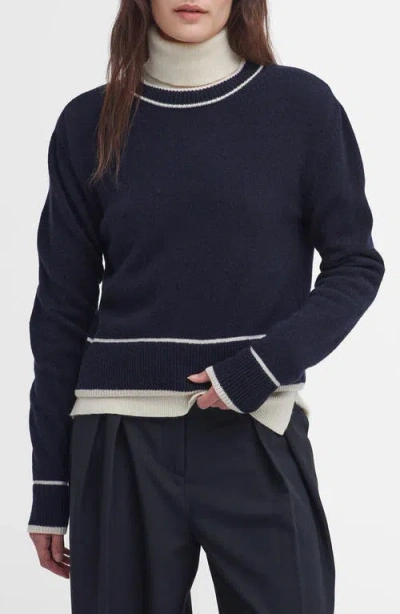 Barbour Rochelle Cropped Sweater In Navy Blue