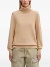 Barbour Roll-neck Plaid-patch Sweater In Neutral
