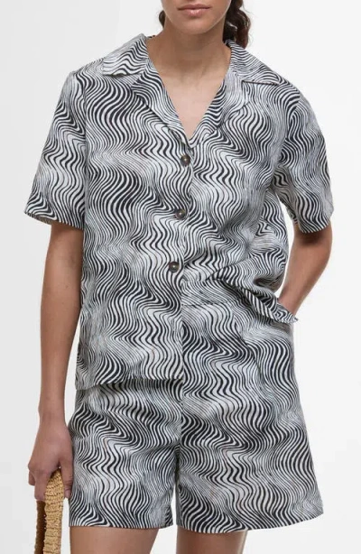Barbour Romy Short Sleeve Button-up Shirt In Monochrome Print