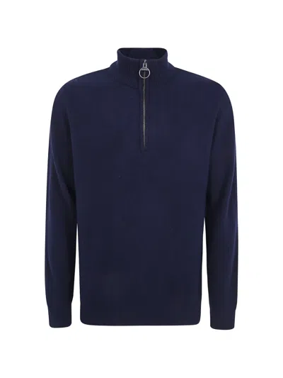 Barbour Ronson Tartan-patch Half-zip Sweater In Black