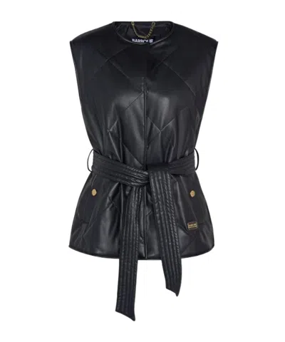 Barbour Rosa Leather Gilet In Black