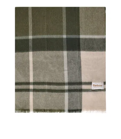 Barbour Rosefield Green And Beige Scarf In Brown
