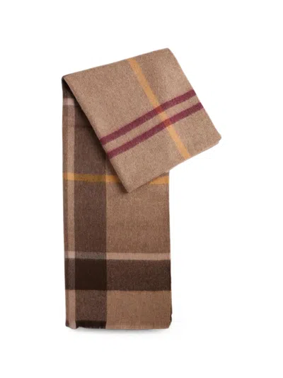 Barbour Rosefield Tartan-check Wool Scarf In Brown